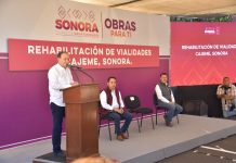 INAUGURAN ALCALDE Y GOBERNADOR OBRAS DE PAVIMENTACIÓN EN CAJEME