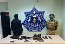 POLICIA MUNICIPAL Y MARINA REALIZAN HALLAZGO DE ARMA DE ALTO PODER