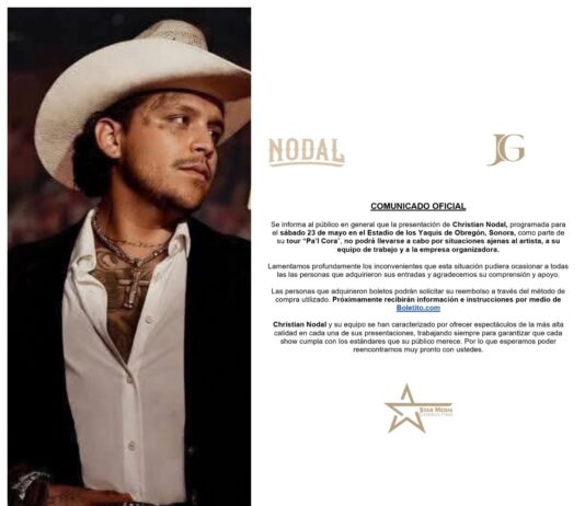 CANCELAN CONCIERTO DE CHRISTIAN NODAL EN CIUDAD OBREGÓN
