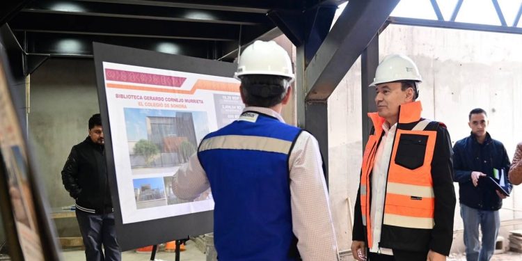 PRESENTA 85% DE AVANCE CONSTRUCCIÓN DE BIBLIOTECA DEL COLEGIO DE SONORA