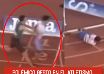 Polémico gesto en el atletismo: empujó a su rival en la meta