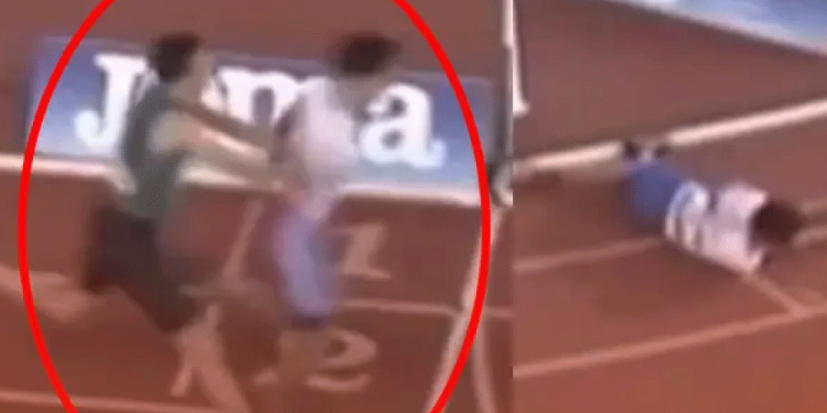 Polémico gesto en el atletismo: empujó a su rival en la meta