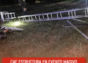 Cae estructura en evento masivo a un lado del escenario y en zona VIP