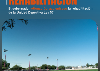 DURAZO INAUGURA REHABILITACIÓN El gobernador Alfonso Durazo entregó la rehabilitación de la Unidad Deportiva Ley 57. SECCIÓN: ESTATAL