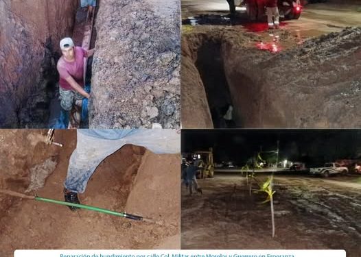 OOMAPASC REALIZA REPARACIONES DE HUNDIMIENTO EN ESPERANZA