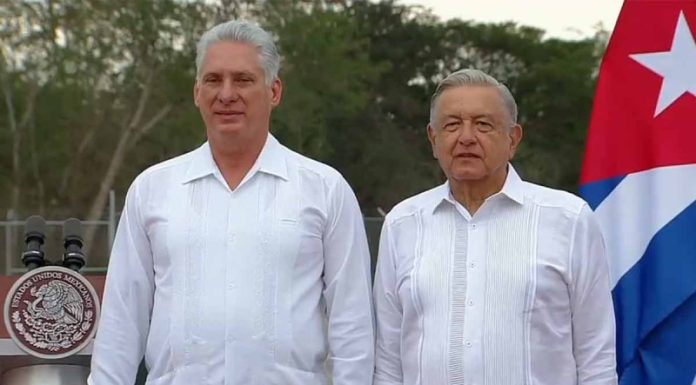 López Obrador recibe al presidente de Cuba en Campeche