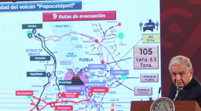 Destaca López Obrador operativo y vigilancia por actividad volcánica del Popocatépetl