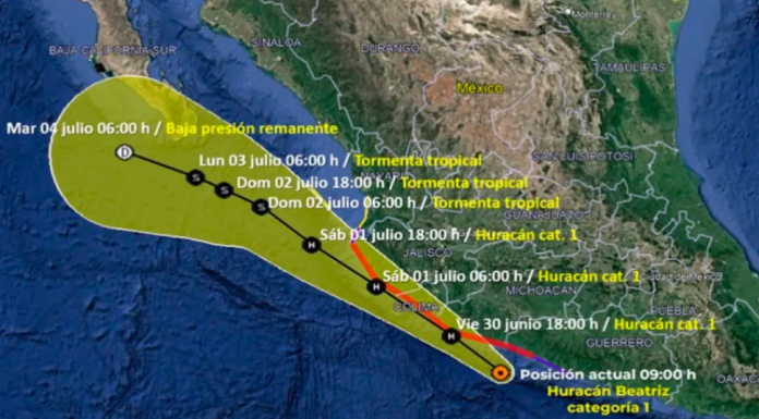 ‘Beatriz’ se convierte en huracán categoría 1, se ubica frente a las costas de Michoacán