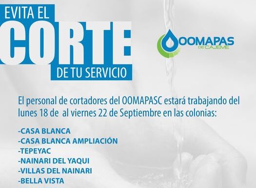 OOMAPASC VA DIRECTO A TU COLONIA, ENTERATE A CUAL LE TOCA