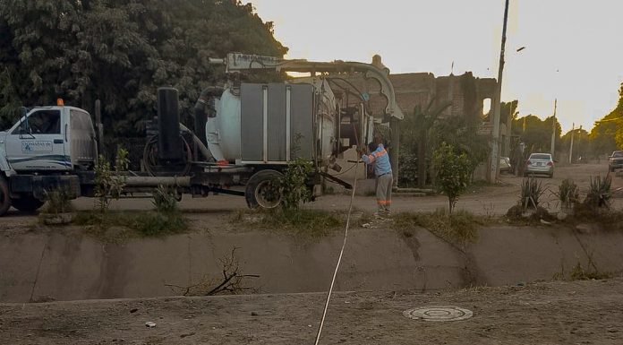 Sondeo de línea por calle Belén y Canal Porfirio Díaz en colonia “La Huerta” en Cócorit.