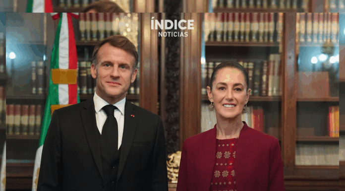 Claudia Sheinbaum recibe a Emmanuel Macron en Palacio Nacional
