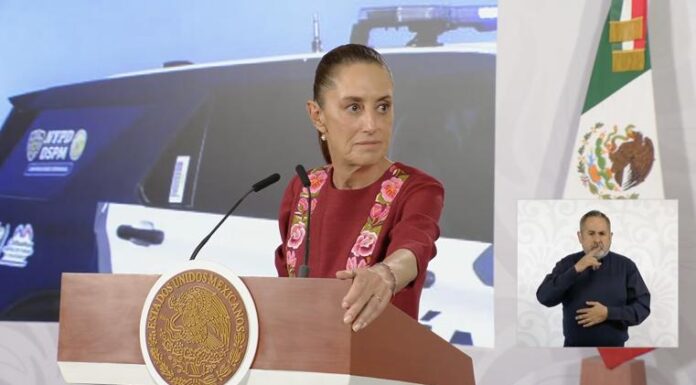 SHEINBAUM CUESTIONA USO DE LOGOS DE NUEVA YORK EN PATRULLAS DE CHIHUAHUA