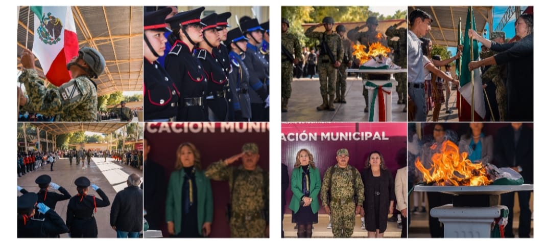 REALIZA GOBIERNO DE CAJEME CEREMONIA CÍVICA DE INCINERACIÓN Y ENTREGA DE BANDERAS EN EL PLANTEL CECYTES ESPERANZA