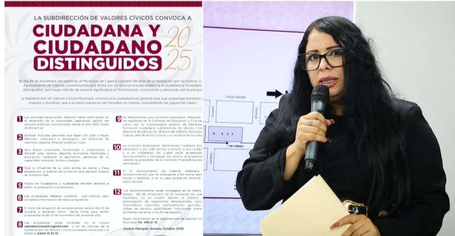 EMITE GOBIERNO DE CAJEME CONVOCATORIA PARA CIUDADANA Y CIUDADANO DISTINGUIDOS 2025