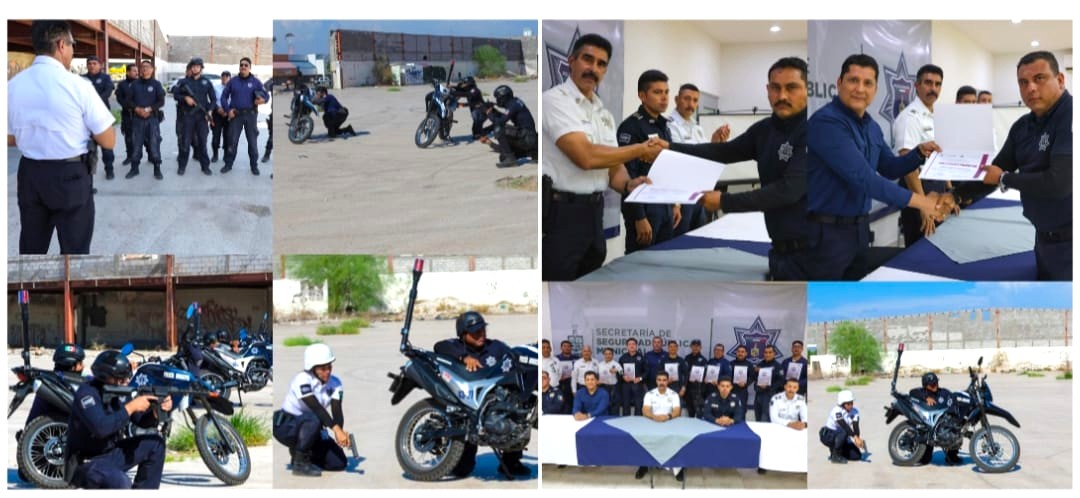ENTREGA ACADEMIA DE POLICÍA MUNICIPAL CONSTANCIAS SOBRE CURSO DE MANEJO EN MOTOPATRULLAS A AGENTES DE MANZANILLO COLIMA