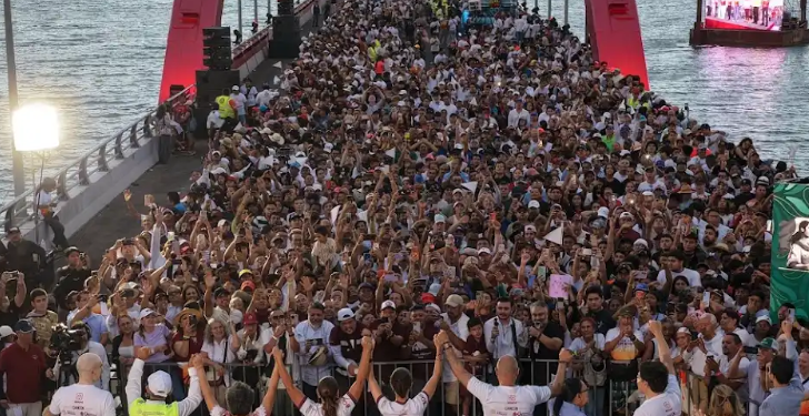 La honestidad, el amor al pueblo y a la patria dan resultados: Presidenta inaugura Puente Vehicular Nichupté en Cancún, Quintana Roo
