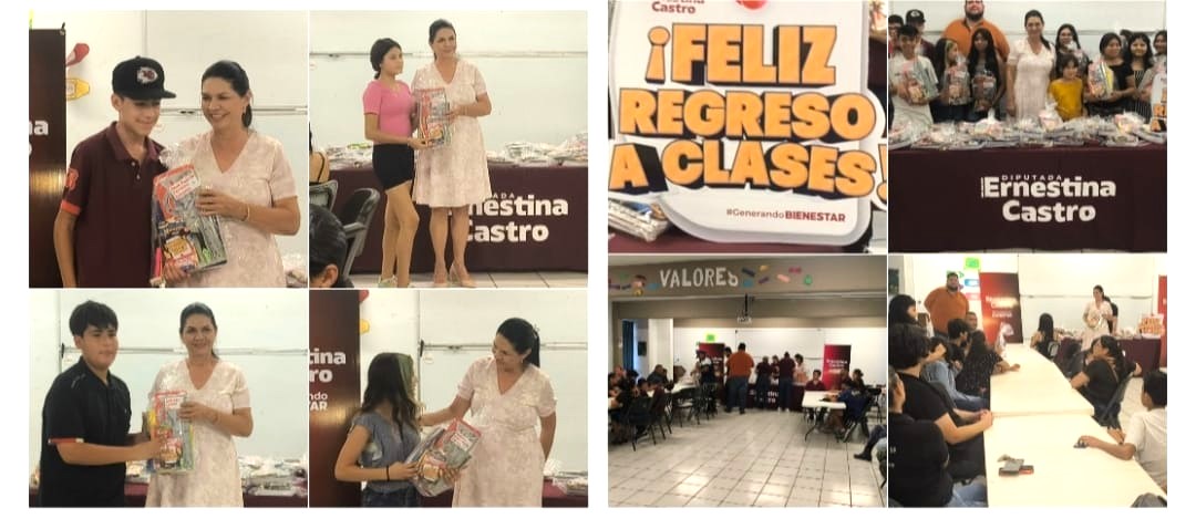 Dip: Ernestina  Castro,  apoya a la economía familiar, con la entrega   de Mil paquetes de  útiles escolares.