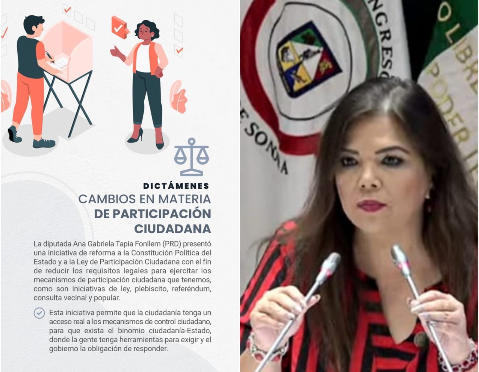 La diputada Gabriela Tapia Fonllem presentó una iniciativa para fortalecer la participación ciudadana en Sonora