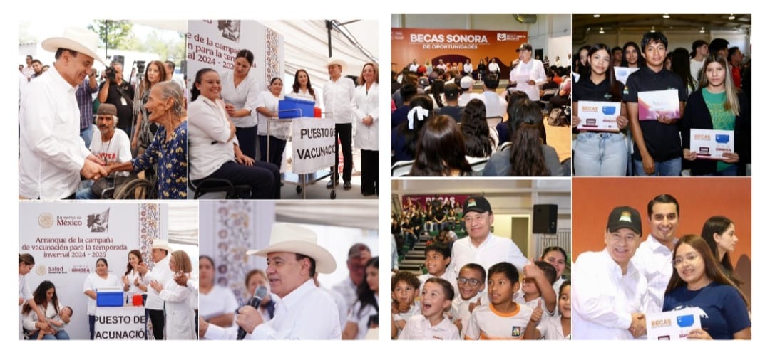Fortalece Gobernador Durazo educación y salud en comunidades de la sierra con entrega de becas y jornada de vacunación