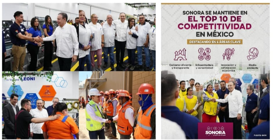 Gobernador Durazo coloca a Sonora en el top 10 de los estados más competitivos del país
