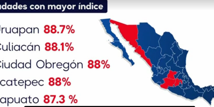 Ciudades  de México con mayor percepción de inseguridad  según el INEGI