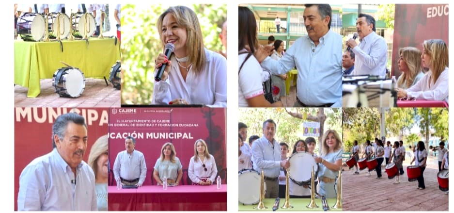 REALIZA ENTREGA JAVIER LAMARQUE DE MATERIAL PARA BANDA DE GUERRA EN LA SECUNDARIA GENERAL #4