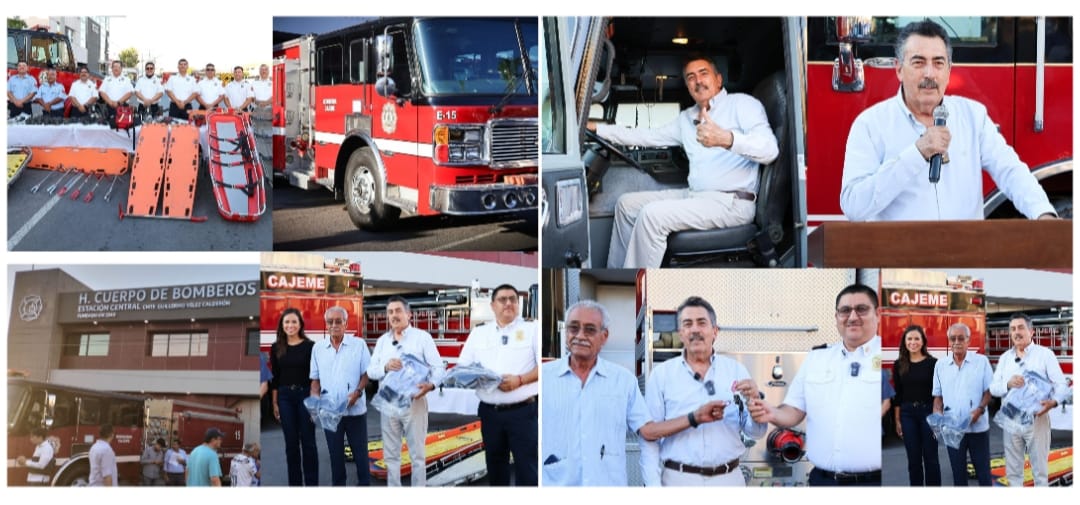ENTREGA JAVIER LAMARQUE UNIDADES, HERRAMIENTAS Y UNIFORMES PARA EL HONORABLE CUERPO DE BOMBEROS DE CAJEME