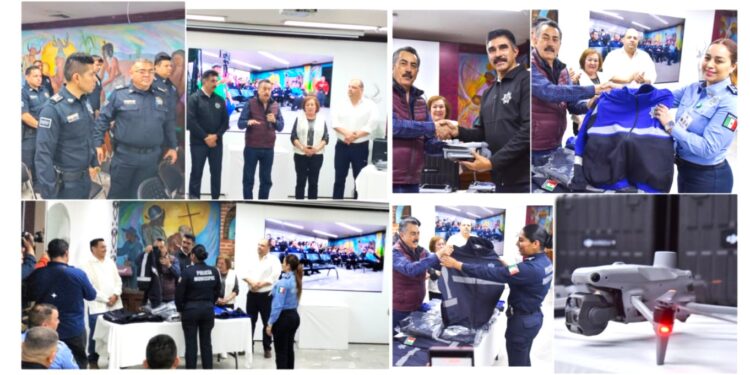 ENTREGA GOBIERNO MUNICIPAL DE CAJEME CHAMARRAS Y DRONES A LA POLICÍA MUNICIPAL