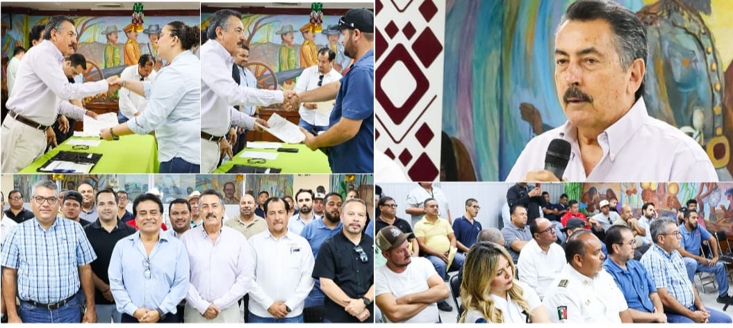 ENTREGAN JAVIER LAMARQUE Y DELEGADO DE LA SICT PERMISOS A TRANSPORTISTAS DE CARGA Y PASAJE