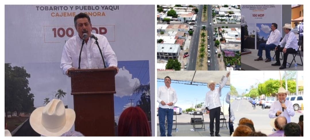 ENTREGAN ALCALDE Y GOBERNADOR OBRAS DE PAVIMENTACIÓN EN CAJEME