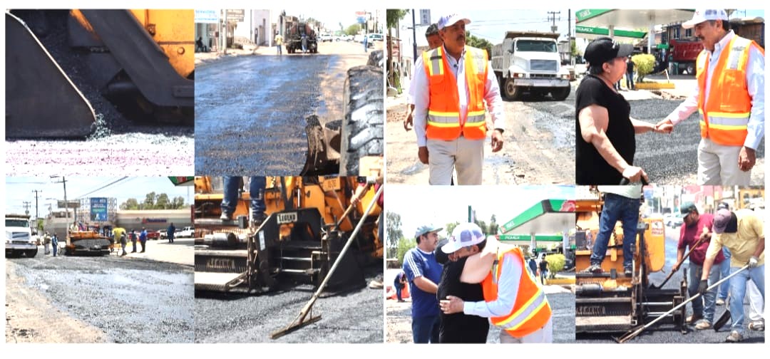 JAVIER LAMARQUE SUPERVISA AVANCES EN LA PAVIMENTACIÓN DE LA CALLE 300 EN CAJEME