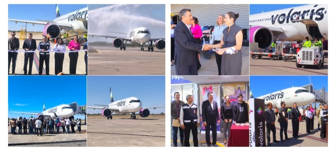 DA BIENVENIDA PRESIDENTE MUNICIPAL DE CAJEME JAVIER LAMARQUE A PASAJEROS DEL VUELO INAUGURAL MONTERREY-CIUDAD OBREGÓN