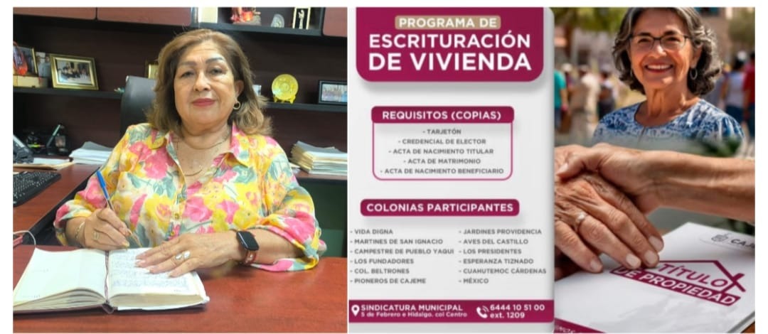 INVITA SINDICATURA MUNICIPAL PARA PARTICIPAR EN PROGRAMA DE ESCRITURACIÓN DE VIVIENDA GRATUITA