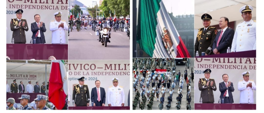 Encabeza Gobernador Durazo desfile cívico-militar en celebración por el 214 aniversario de la independencia de México