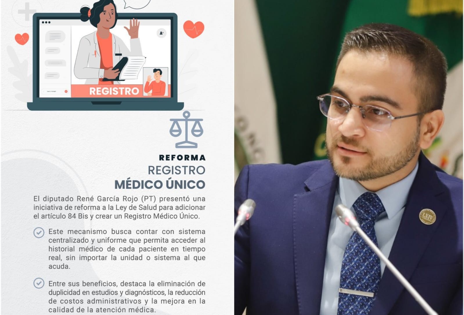 Impulsa diputado René García la creación del Registro Médico Único