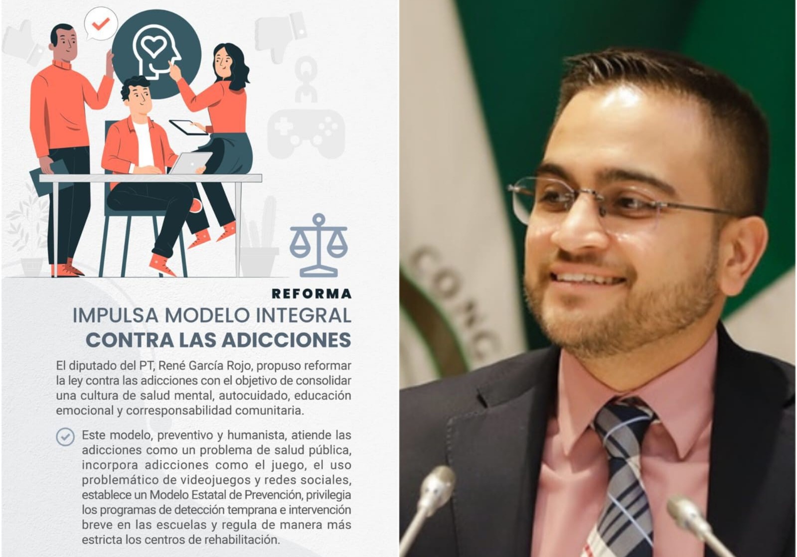 Impulsa diputado René García atención integral contra las adicciones