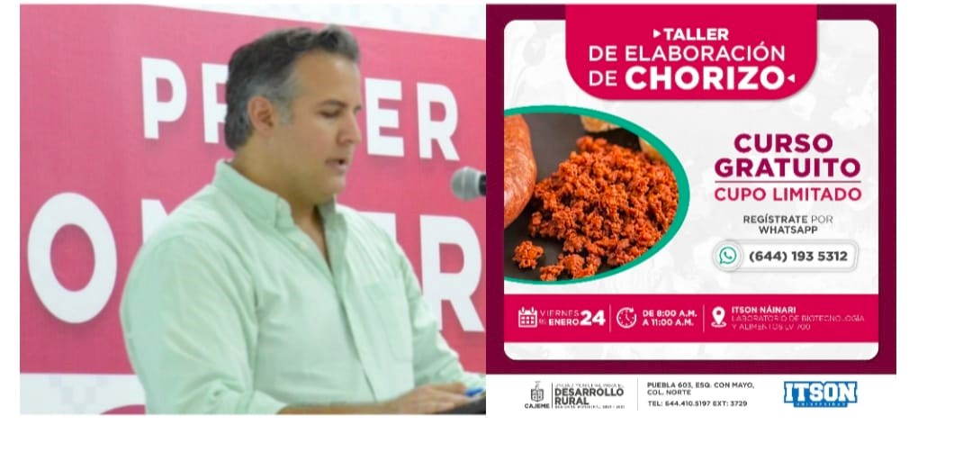 DESARROLLO RURAL DE CAJEME INVITA A TALLER DE ELABORACIÓN DE CHORIZO