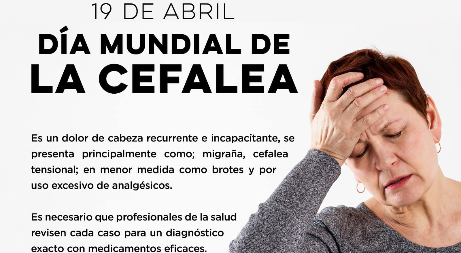 Recomienda Secretaría de Salud tratar los dolores de cabeza
