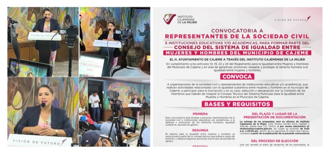 CONVOCATORIA ABIERTA PARA INTEGRAR EL CONSEJO DE IGUALDAD ENTRE MUJERES Y HOMBRES EN CAJEME