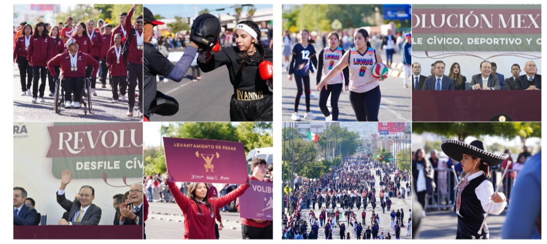 Gobernador Durazo acompaña a 5 mil jóvenes en el desfile por el 114 aniversario de la Revolución Mexicana