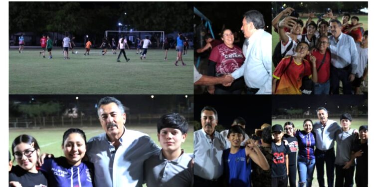 GOBIERNO DE CAJEME ILUMINA CANCHA DEPORTIVA EN LA COLONIA LIBERTAD
