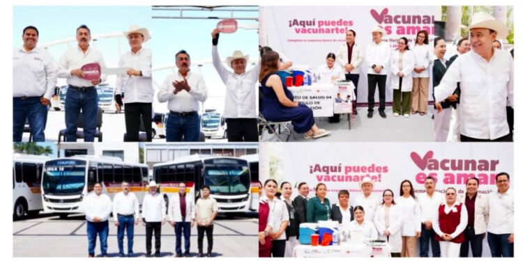 Gobernador Durazo refuerza transporte y salud en Cajeme con nuevos camiones y arranque de Semana Nacional de Vacunación