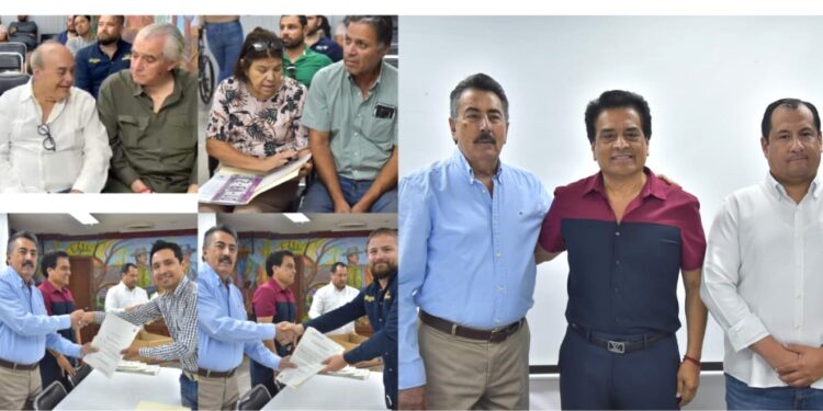 ENTREGAN JAVIER LAMARQUE Y DELEGADO DE LA SICT PERMISOS Y PLACAS A TRANSPORTISTAS DE CARGA Y PASAJE EN CAJEME