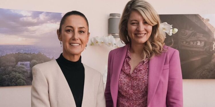 CLAUDIA SHEINBAUM SOSTIENE REUNIÓN CON LA CANCILLER DE CANADÁ MÉLANIE JOLY