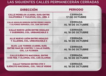 AYUNTAMIENTO DE CAJEME INFORMA, CALLES CERRADAS POR REPARACIÓN