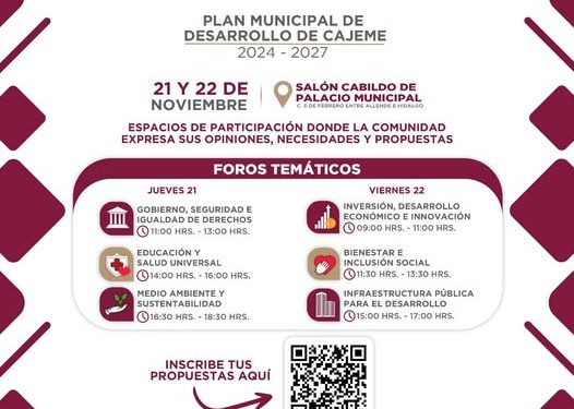 AYUNTAMIENTO DE CAJEME INVITA AL FORO DE PARTICIPACIÓN CIUDADANA