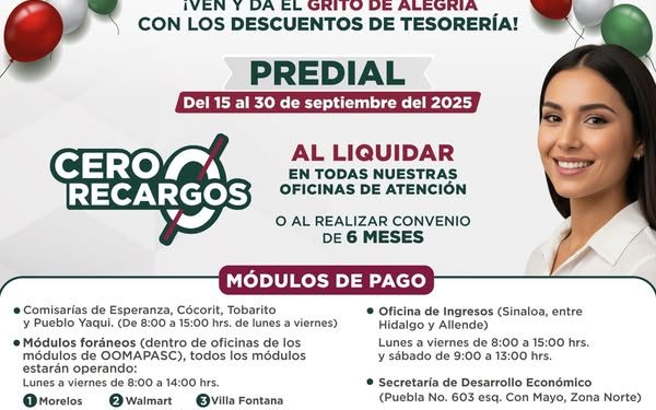 DESCUENTOS DE SEPTIEMBRE EN TESORERÍA MUNICIPAL DE CAJEME