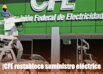 CFE logra restablecer energía a más de 18 mil usuarios afectados por lluvias en el país