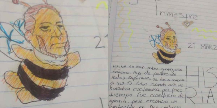 Niña dibuja a ‘Benito abeja’ para tarea escolar y se viraliza