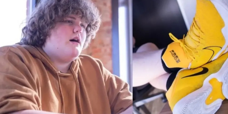 La lucha de un adolescente de 14 años para encontrar zapatos porque mide mas de 2 mts